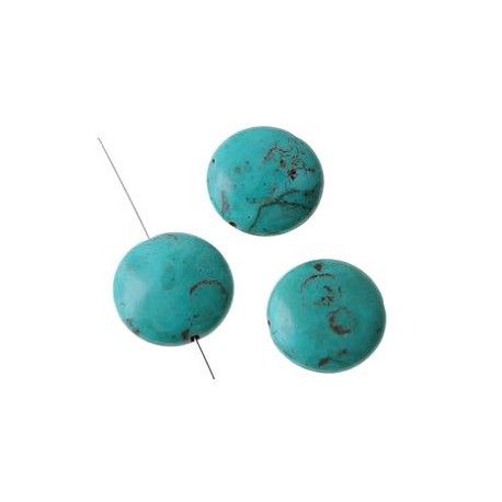 Howlite pastille 20mm TURQUOISE x3  - 1