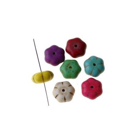 Howlite rondelle melon couleurs aléatoires 14mm x5  - 1