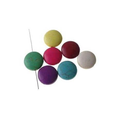 Howlite pastille couleurs aléatoires 16mm x5  - 1