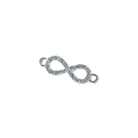 Intercalaire Infini Strass 22x7mm CRYSTAL/ARGENTÉ  - 1