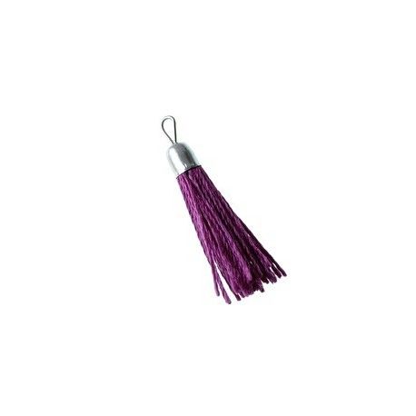 Pompon de fils avec calotte argenté 35mm VIOLET  - 1