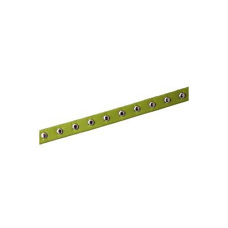 Lanière cuir cloutée 5mm VERT POMME x10cm  - 1