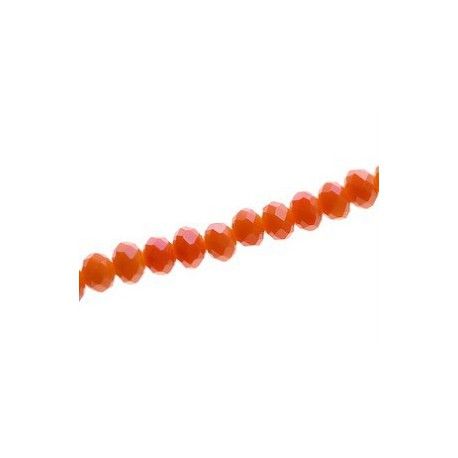 Ronde aplatie facettée 4x3mm ORANGE OPAQUE fil 40cm  - 1