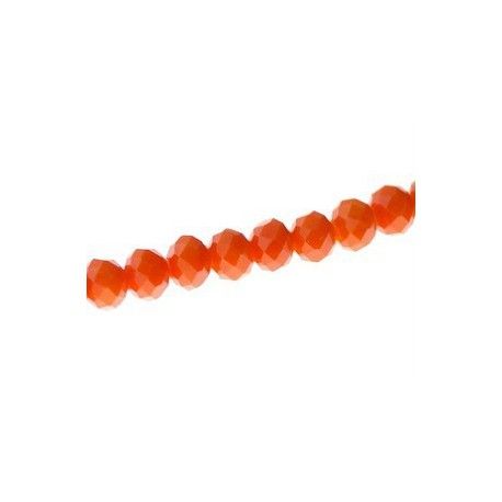 Ronde aplatie facettée 6x4mm ORANGE OPAQUE fil 40cm  - 1