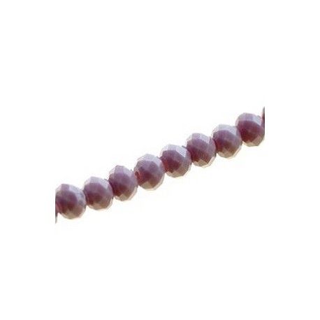 Ronde aplatie facettée 6x4mm LILAS OPAQUE fil 40cm  - 1