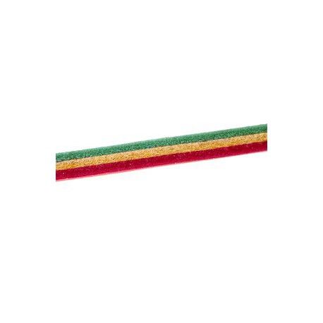 Lanière cuir 6x3mm contrecollée VERT/JAUNE/ROUGE x50cm  - 1