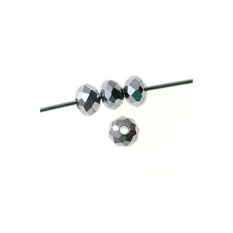 Ronde aplatie facettée 4x3mm SILVER MÉTALLISÉ x20  - 1