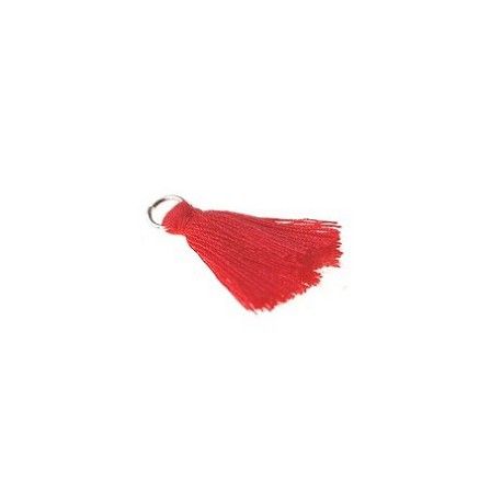 Pompon de fils avec anneau 25/30mm ROUGE x1  - 1