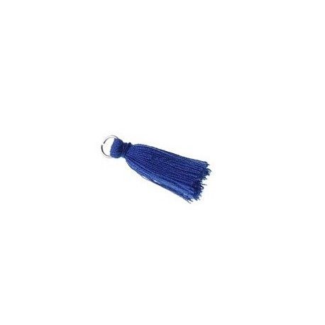 Pompon de fils avec anneau 25/30mm BLEU DUR x1  - 1