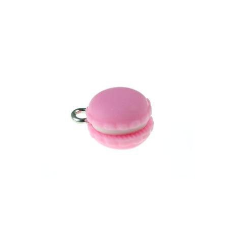 Macaron polymère 14x11mm ROSE x1  - 1