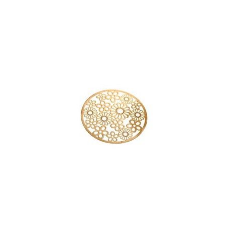 Laser cut émaillé rond fleuri PM 19.5mm ROSE GOLD x2  - 1