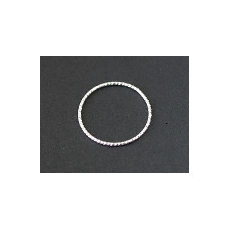 Anneau fermé rond strié 20mm ép.0.9mm Argent 925 x1  - 1