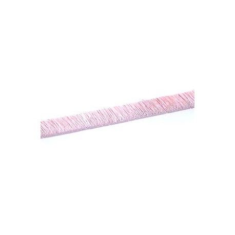 Lanière peau avec poils 5mm LIGHT ROSE x35cm  - 1