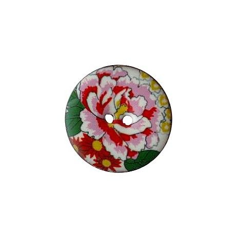 Bouton coco émaillé 34mm PIVOINE x1  - 1