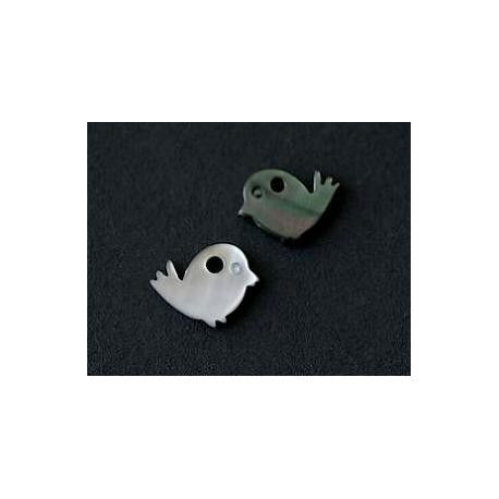 Nacre grise Oiseau 12x8.5mm ép. 2mm x1  - 1