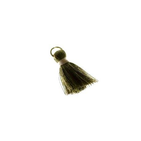 Pompon de fils avec anneau 20/22mm fil beige KHAKI x1  - 1