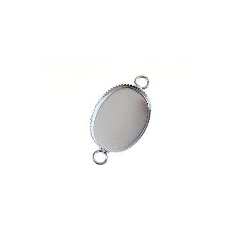 Support pour cabochon 2 anneaux 26x13mm ARGENTÉ x2  - 1