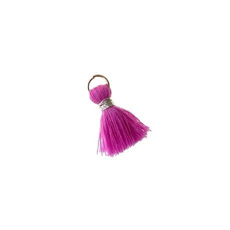 Pompon de fils avec anneau 20/22mm fil argenté VIOLET x1  - 1