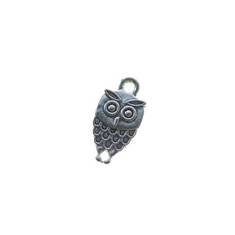 Breloque hibou 18.3x9.6mm ARGENTÉ VIEILLI x2  - 1