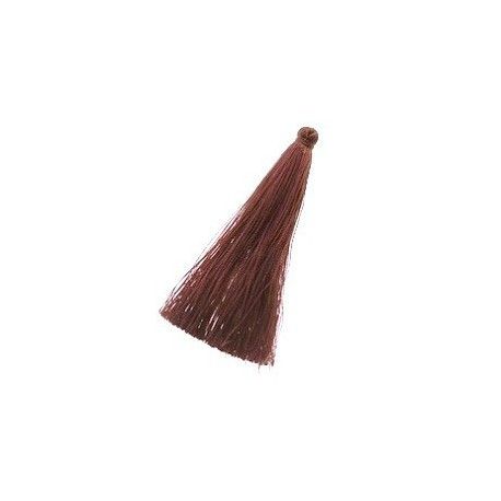 Pompon polyester soyeux 70mm TABAC  - 1