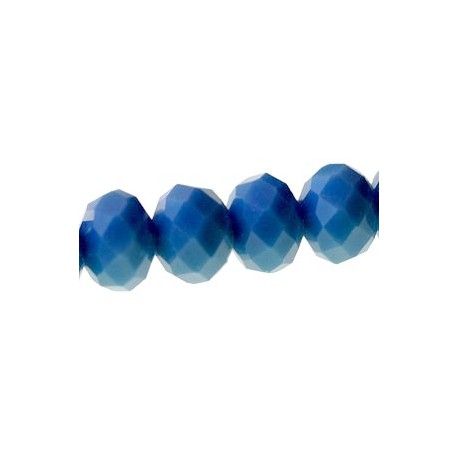 Ronde aplatie facettée 8x6mm BLEU MOYEN OPAQUE fil 40cm  - 1