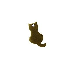 Breloque silhouette chat 19x11mm LAITON VIEILLI x1