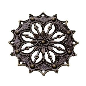 Estampe ronde fleur centrale 43mm LAITON VIEILLI