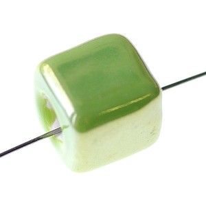 Cube 15x14mm VERT ANIS AB x2