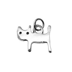 Breloque chat avec anneau 12.2x10.4mm Argent 925 x1