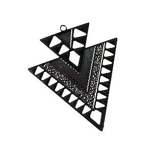 Laser cut double triangle émaillé 30x25mm NOIR x1