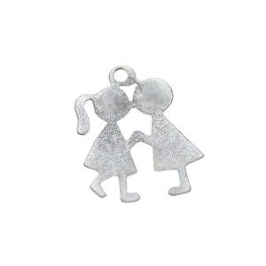 Breloque bisou d'enfants 15.5x12.5mm ARGENTÉ VIEILLI x4