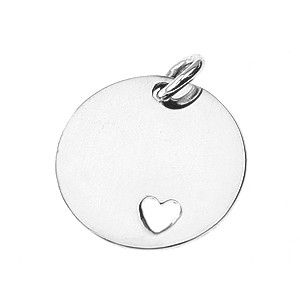 Breloque pastille coeur anneau 15mm Argent 925 x1