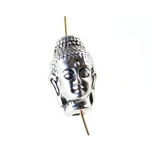 Tête de Bouddha Thaï (perle) 14 x 8.5mm ARGENTÉ VIEILLI  - 1