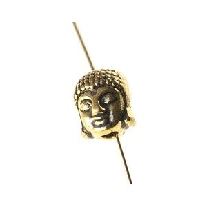 Tête de bouddha (perle) PM 9.5 x 7.8mm DORÉ VIEILLI x2  - 1