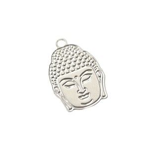 Breloque tête de bouddha 15 x10mm Plaqué Argent 10 microns x1