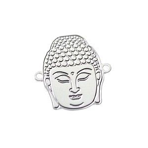 Intercalaire tête de bouddha 18 x17mm Plaqué Argent 10 microns x1