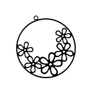 Laser Cut Rond 5 Fleurs 30mm JET x1