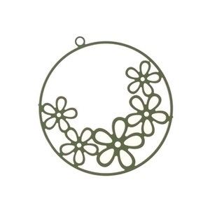 Laser Cut Rond 5 Fleurs 30mm VERT x1