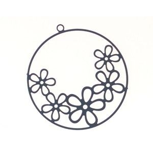 Laser Cut Rond 5 Fleurs 30mm NAVY BLUE x1