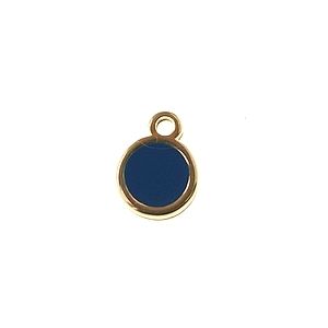 Breloque rond émaillé 8 x 10.7mm DORÉ/ BLEU PÉTROLE x1