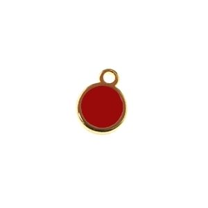 Breloque rond émaillé 8 x 10.7mm DORÉ/ ROUGE x1