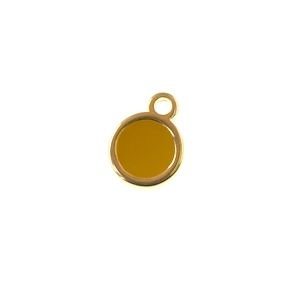 Breloque rond émaillé 8 x 10.7mm DORÉ/ OCRE JAUNE x1