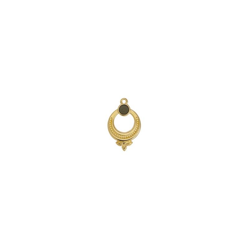 Pendentif rond motif ethnique doré à l'or fin 24K -15.3x24.3mm - x1  - 1