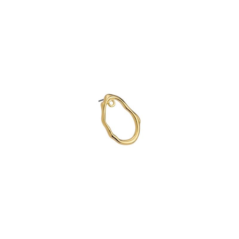 Clous d'oreilles irréguliers dorés à l'or fin 24K 17x24.6mm x2  - 1