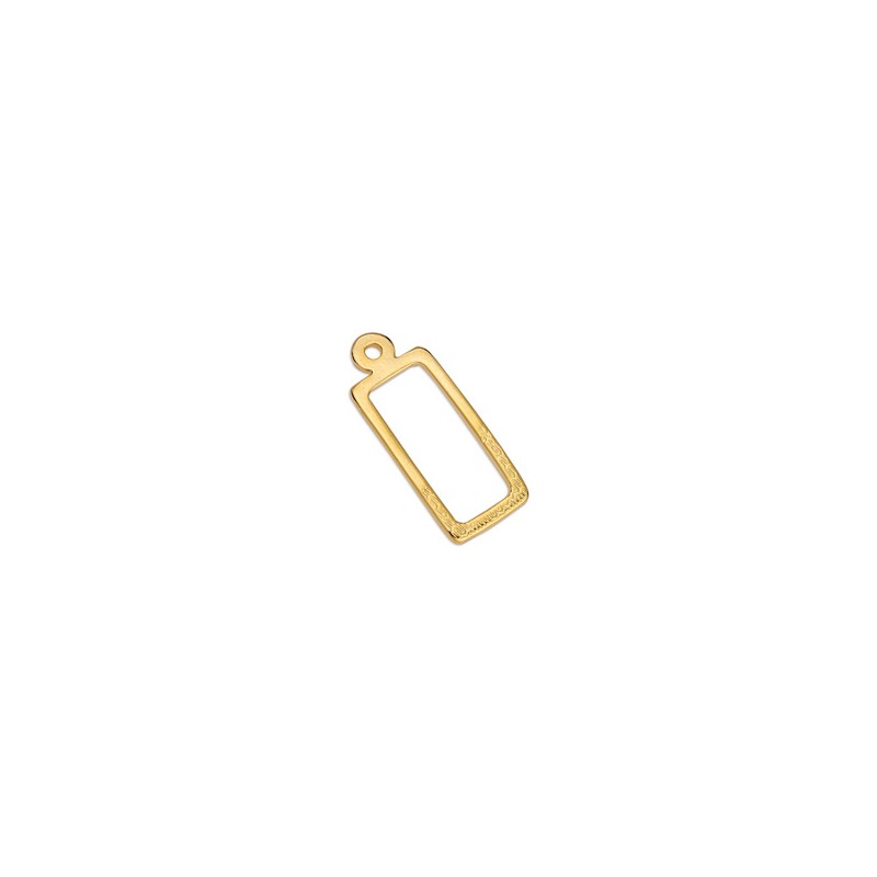 Pendentif rectangulaire plat doré à l'or fin 24K x1  - 1