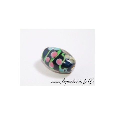 Olive inclusion 3 fleurs 16mm BLEU MARINE  - 1