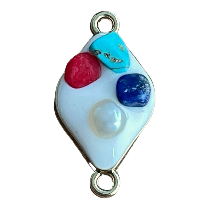 Pendentif losange en zamak émaillé avec perle chips 14x20mm | 2 versions disponibles x1  - 5