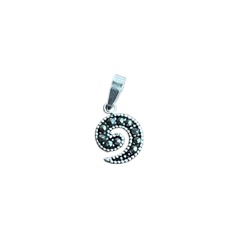 Breloque 9x8mm spirale, strass marcassite, anneau de jonction fourni, argent 925 x1  - 1