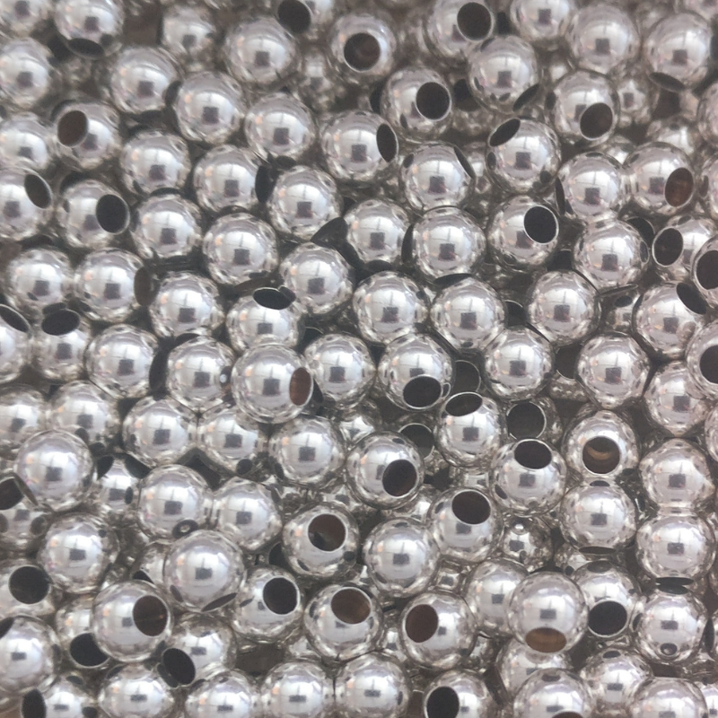 Perles rondes 4mm Gros Trou en Argent 925 x20