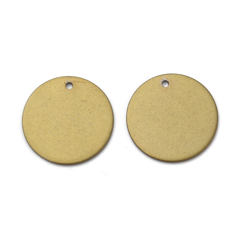 Pendentif rond en acier inoxydable bronze antique 20mm x1